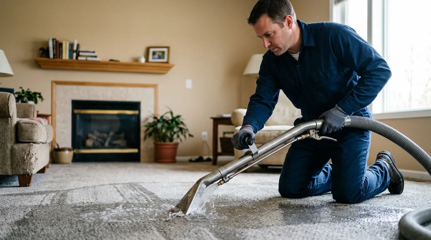 Water damage restoration technician working near Martinsburg, IA